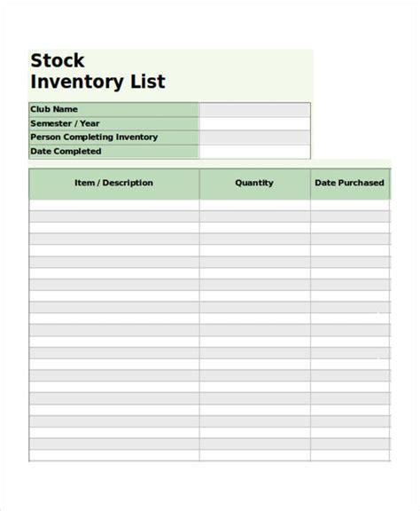 Stock Inventory Templates | 12+ Free Xlsx, Docs & PDF Formats, Samples ...