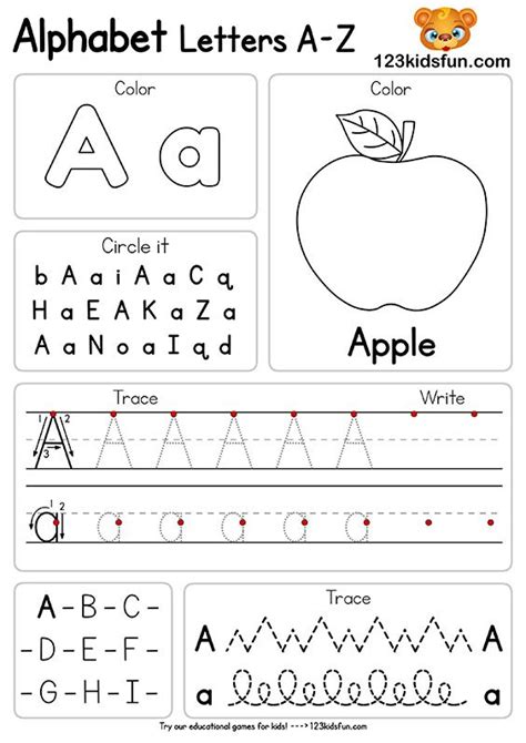 Free Alphabet Practice A-Z Letter Worksheets | 123 Kids Fun Apps ...