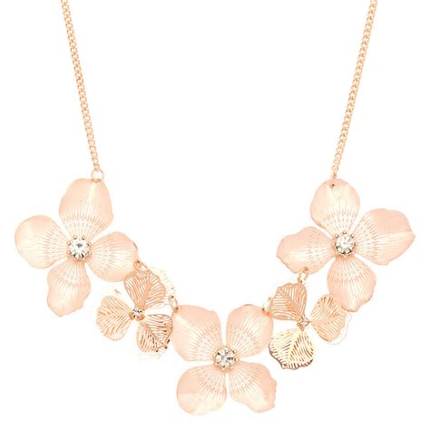 Rose Gold Blush Flower Statement Necklace | Claire's US