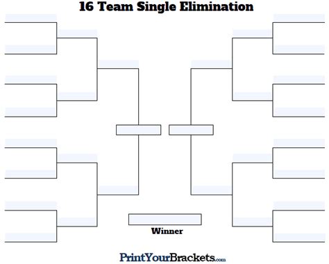 Fillable 16 Team Single Elimination Tournament Bracket | Printable brackets, Bracket, Cornhole ...