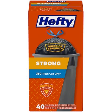 Hefty 33-Gallons Black Outdoor Plastic Can Drawstring Trash Bag (40-Count) in the Trash Bags ...