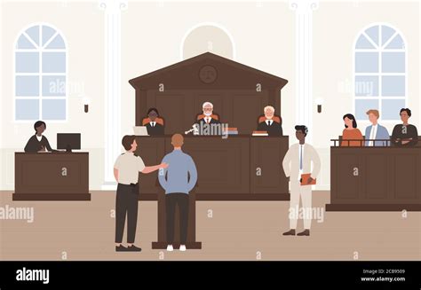 People in Court vector illustration. Cartoon flat advocate barrister ...