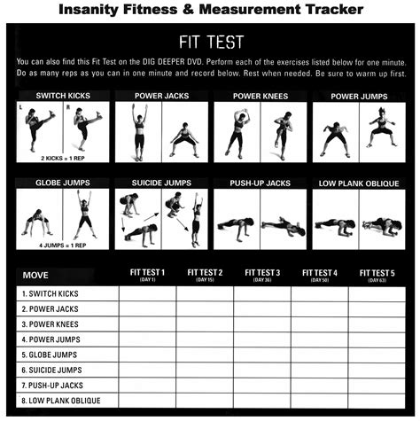 Insanity Fit Test, Free Insanity Workout