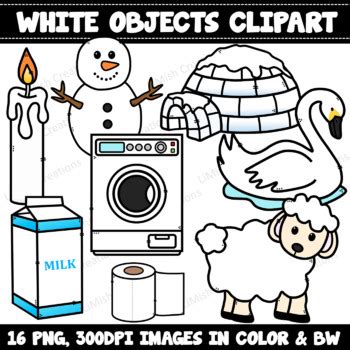 White Objects Clipart by LiMish Creations | TPT