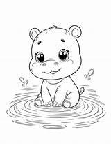 Free Printable Hippo Coloring Pages For Kids sketch template