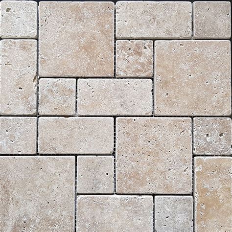 Classico Mini French Pattern Tumbled Travertine Mosaic Size 305x305x10