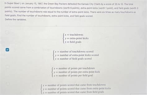 Solved In Super Bowl I, on January 15, 1967, the Green Bay | Chegg.com