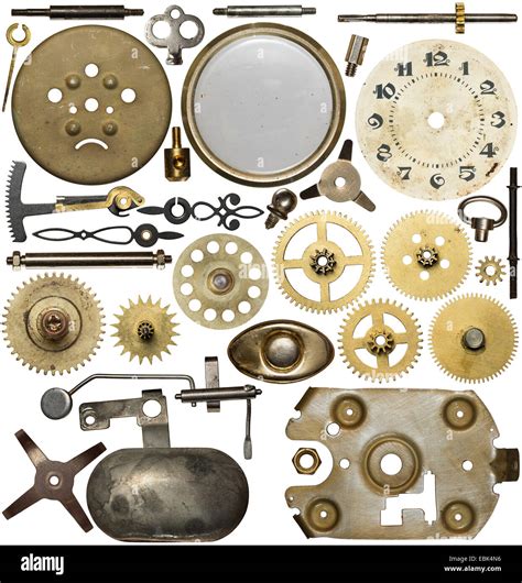 Clockwork spare parts. Metal gear, cogwheels, dial Stock Photo - Alamy