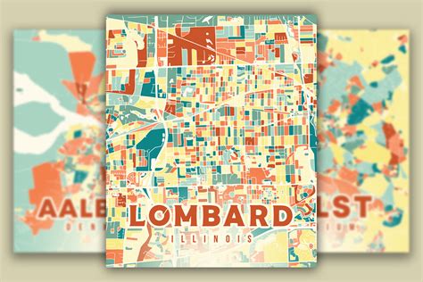 Lombard Illinois Colorful Map Graphic by Poster Boutique · Creative Fabrica