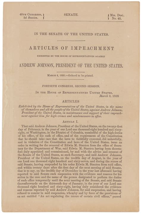 Andrew Johnson: Path to Impeachment – Pieces of History