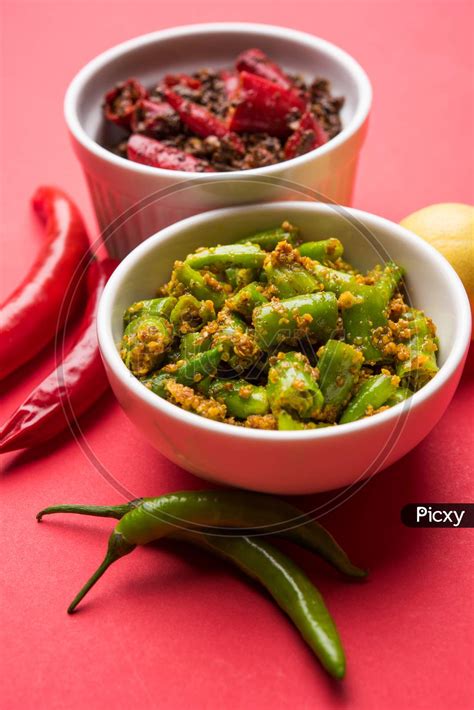 Image of Red or Green Chilli/Mirchi Pickle or Achar-VI866618-Picxy