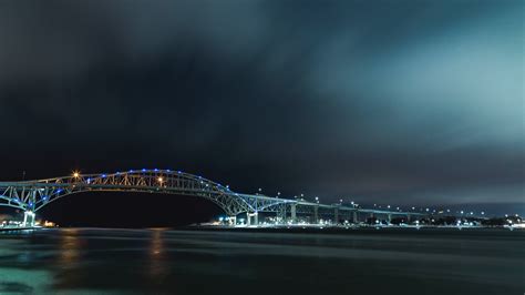 Ultra Wide View of Port Huron Blue Water Bridge - Michigan.Photography