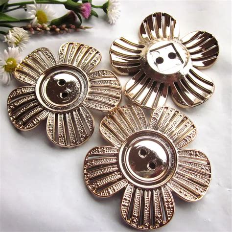 24pcs 48mm Rose gold flower decorative buttons for craft clothing headwear brooch makes ...