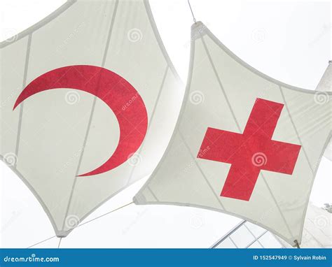 Red Crescent and Red Cross Flag Together Editorial Stock Image - Image of nurse, muslim: 152547949