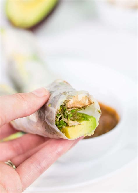 Fresh Spring Rolls with Avocado and Thai Peanut Dipping Sauce - Gluten Free Recipes | Easy ...