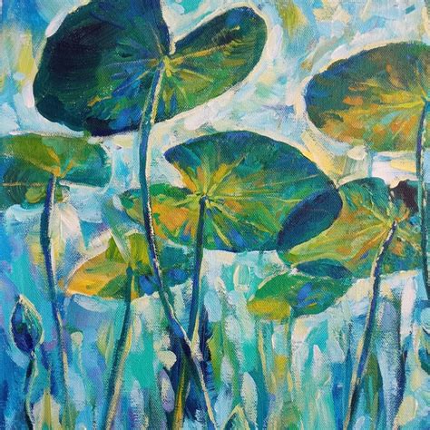 Lily Pond Painting Water Lilies Pads Underwater Art Acrylic - Etsy UK