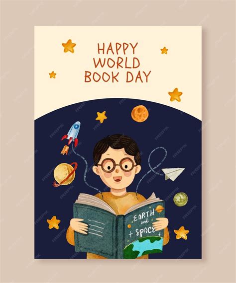 Free Vector | Watercolor world book day vertical poster template