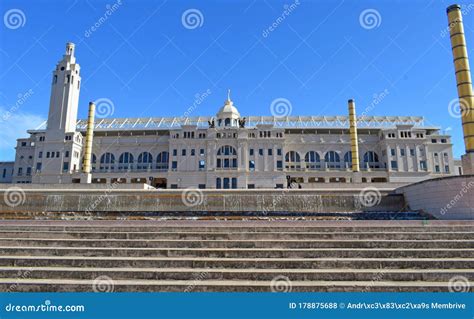 Montjuic Olympic Stadium in Barcelona Stock Photo - Image of zone, spain: 178875688