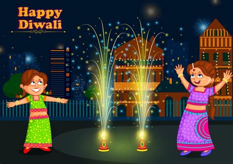 Kids Enjoying Firecracker Celebrating Diwali Festival of India Stock ...