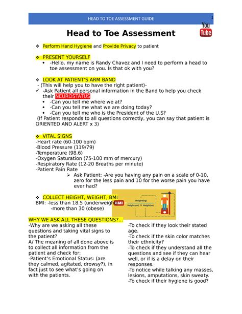 Nursing Assessment Head To Toe Checklist