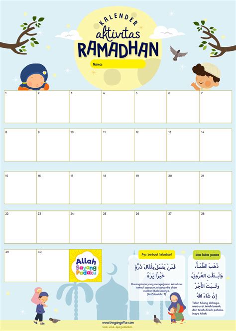 Free Printable : Kalender Aktivitas Ramadhan | Islamic kids activities, Ramadan kids, Ramadan ...