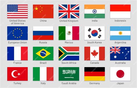 Premium Vector | Countries flags. Major world advanced and emerging economies states, official ...