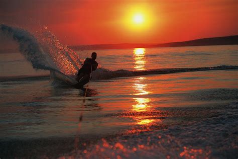 Waterskiing At Sunset Photograph by Misty Bedwell - Fine Art America