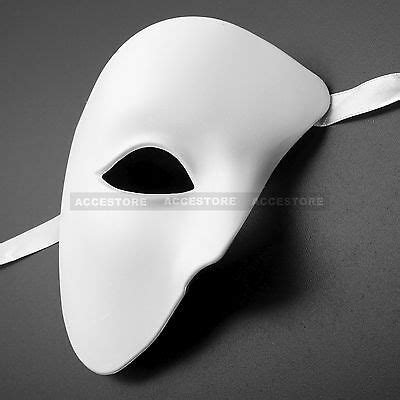 Plain White Half Mask Masquerade Phantom of The Opera Men Costume Face ...