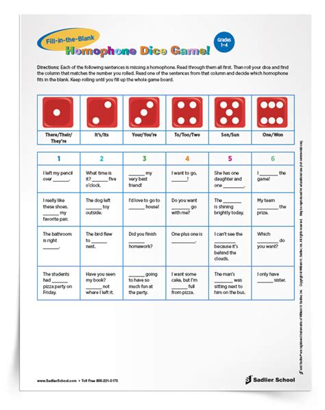 Homophone Games, Activities, and Exercises for Students in Grades 1–8