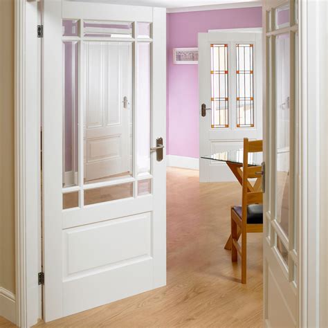 Downham Door Pair - Bevelled Clear Glass - White Primed
