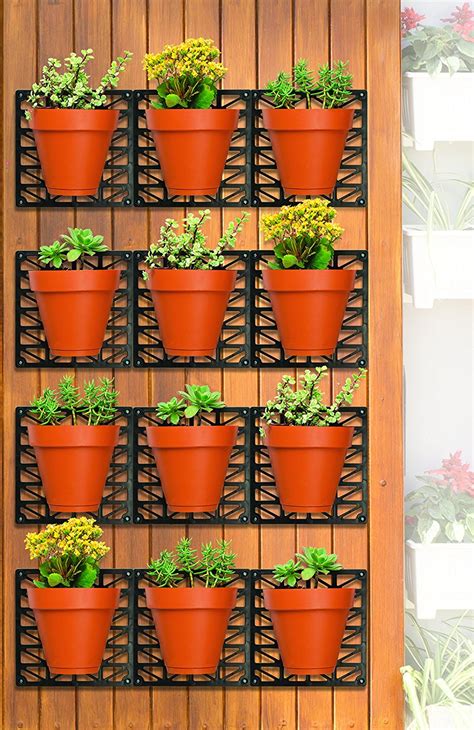 Wall Mounts & 4 Planters-Great for Indoor & Outdoor Walls - 101 Gardening