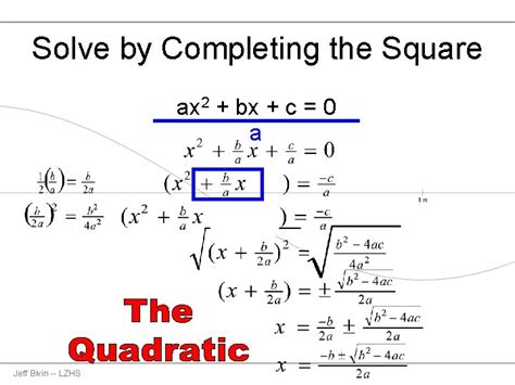 How To Complete The Square Formula - Solving Quadratic Equations By ...