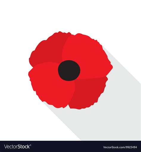 Red poppy flat icon Royalty Free Vector Image - VectorStock