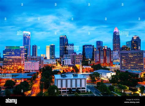 Overview of downtown Charlotte, NC at night Stock Photo - Alamy