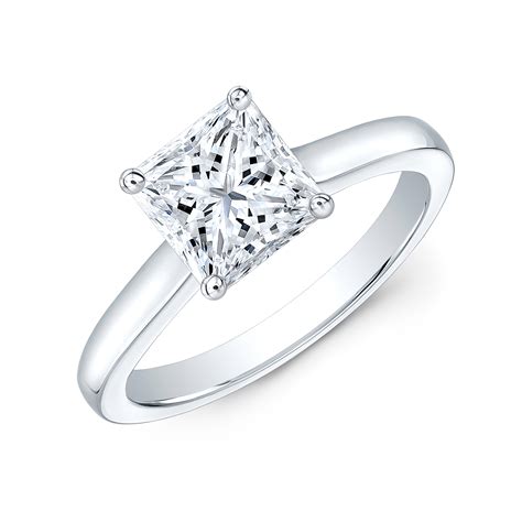 1ct. Princess cut Natural Diamond Classic 4 Prong Solitaire Engagement ...