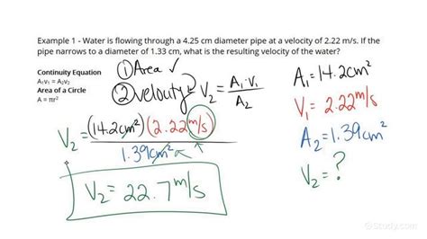 How to Calculate a Velocity Using the Equation of Continuity | Physics ...