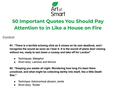 50 Important Quotes from Like a House on Fire | Art of Smart