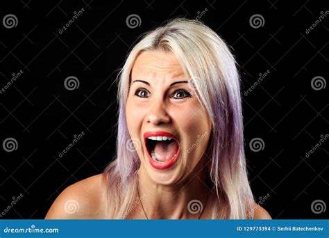 Scared Female Face Expression, Screaming Girl Stock Photo - Image of furious, emotional: 129773394