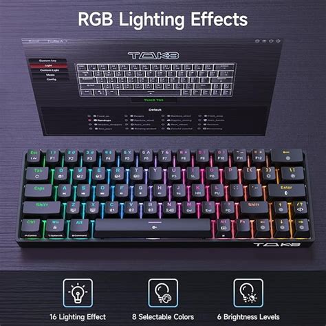 TMKB T63 Gaming Keyboard Wireless,Triple Mode BT5.0/2.4G/USB-C Mechanical Keyboard Wireless,63 ...