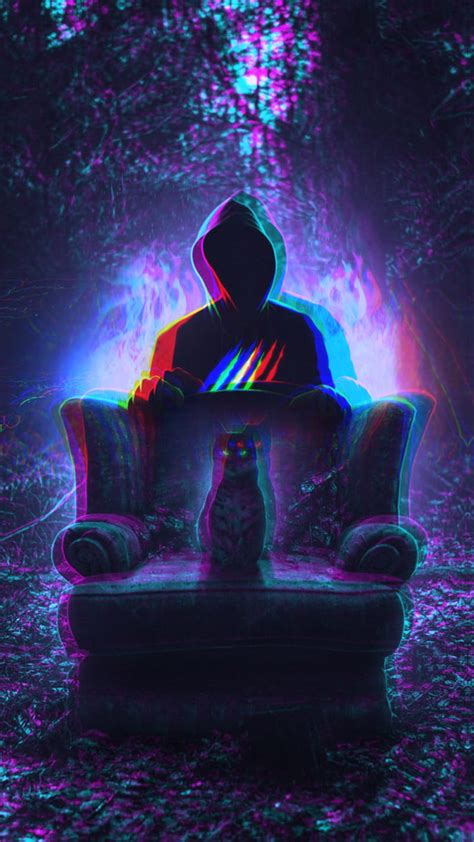 Gltich, cat, chair, glitch, pattern, purple, rainbow, sick, HD phone wallpaper | Peakpx