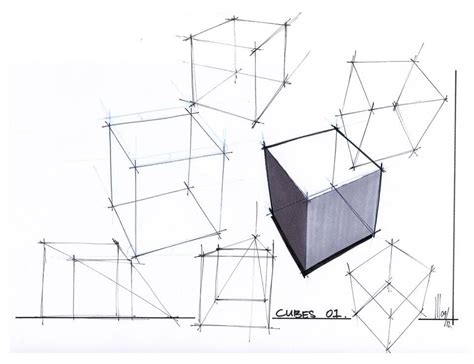 CUBES PERSPECTIVE Color Drawing Art, Basic Drawing, Technical Drawing, Types Of Perspective ...