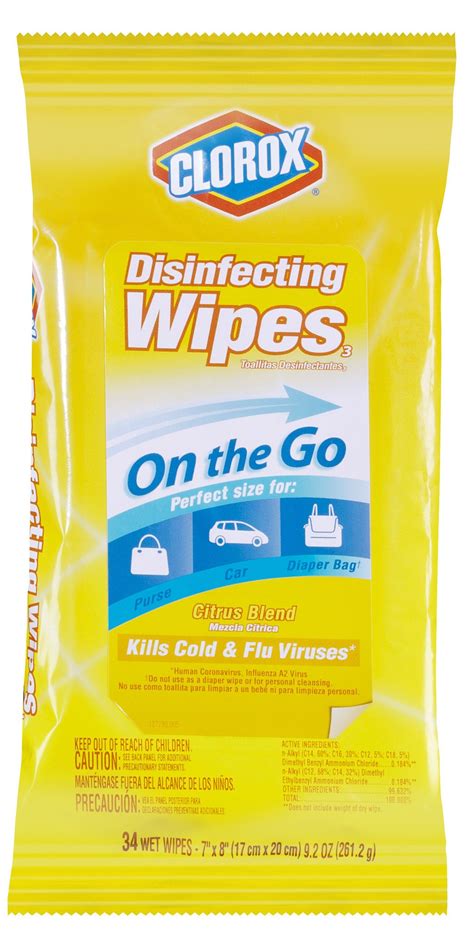 Clorox Disinfecting Wipes On The Go, Bleach Free Travel Wipes - Citrus Blend, 34 Count ...