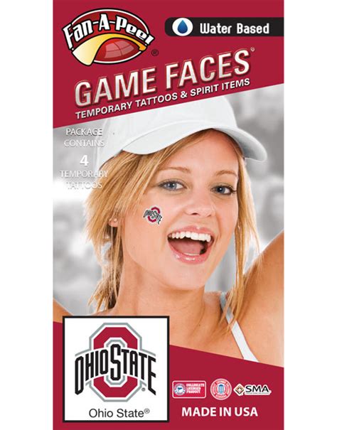 Ohio State University (OSU) Buckeyes - Water Based Temporary Spirit Tattoos - 4-Piece - Scarlet ...