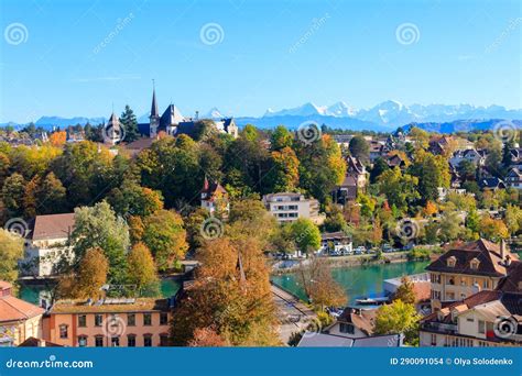 View of Bern City and Bern History Museum at Autumn with the Swiss Alps ...