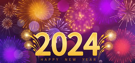 Colorful Fireworks Bloom 2024 Golden New Year Advertising Background, 2024, Festival, New Year ...