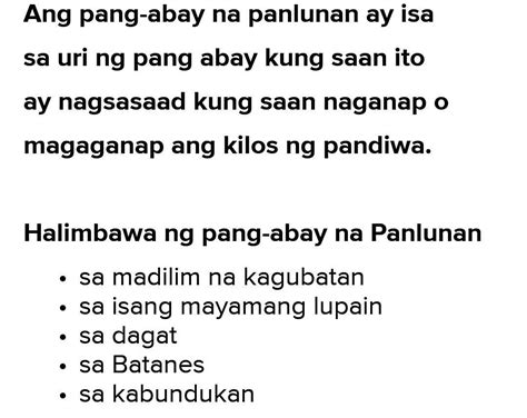 pang abay na panlunan - Brainly.ph