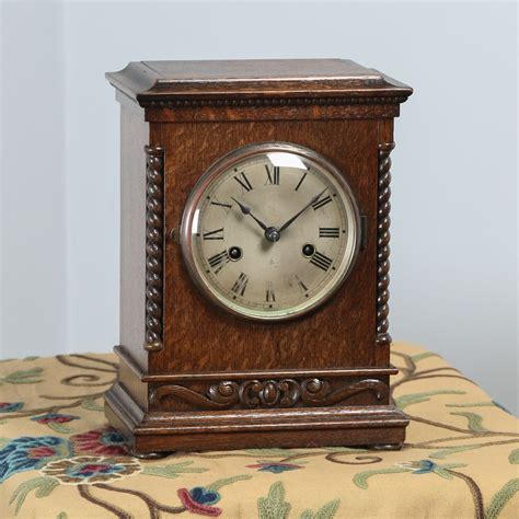 Antique 11½” German Gustav Becker Oak Round Dial Mantel Clock (Chiming / Striker) | Mantel clock ...