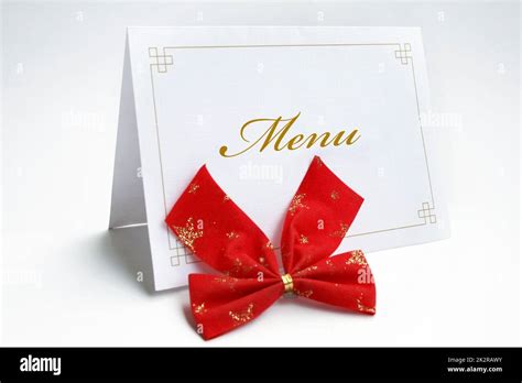 Menu and red ribbon Stock Photo - Alamy