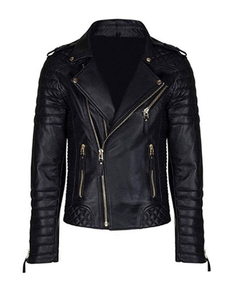 Shop Men's Quilted Black Biker Leather Jacket By SCIN