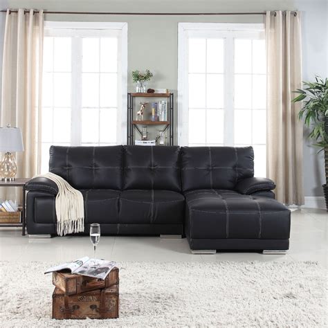 Classic Tufted Faux Leather Sectional Sofa - Walmart.com
